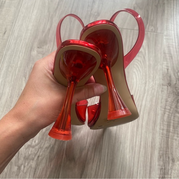 Gianni Bini vivyee crystal sling back pumps heels clear santorini red size 8 - Picture 4 of 8